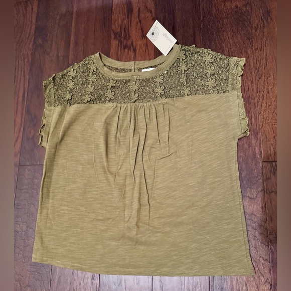 Everleigh Anthropology Olive Green, Lace, Size Small 100% Cotton NWT - Picture 4 of 8